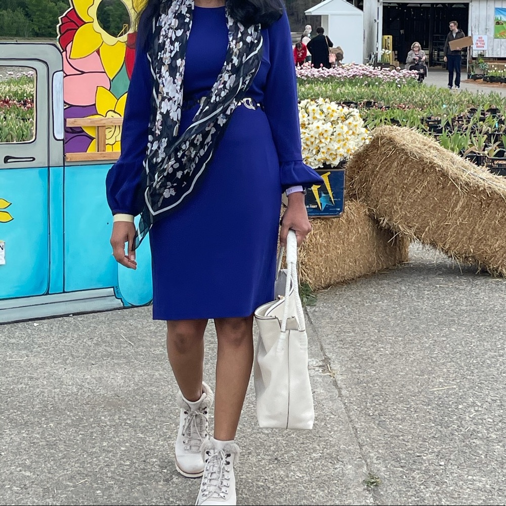 DKNY Balloon sleeve scuba crepe dress size 4 - Picture 2 of 2